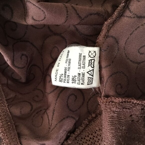 Infiore Italian Women Lingerie Taupe Lace-Trim Satin Slip Dress Lingerie 4 - Picture 8 of 10